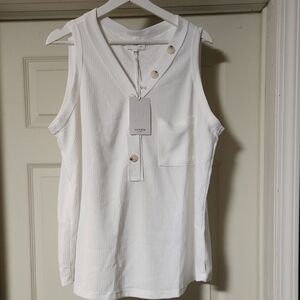 NWT ANDRÉE by Unit Waffle Knit Button Top Size 1X White